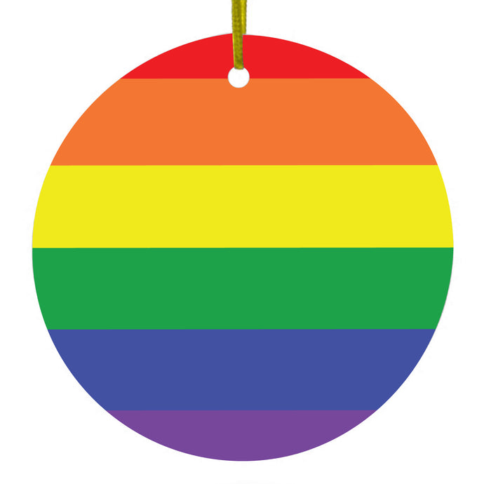 Rainbow Stripes Gay Pride Ceramic Ornament