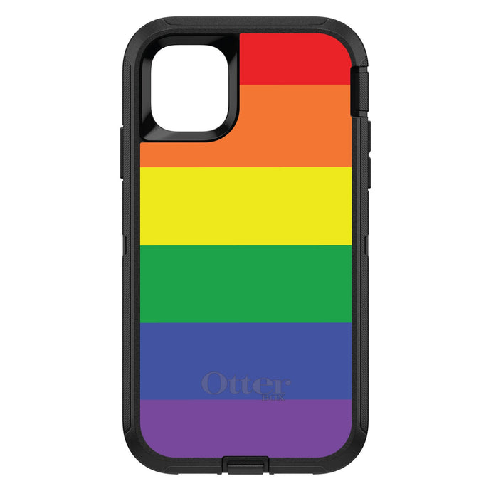 DistinctInk™ OtterBox Defender Series Case for Apple iPhone / Samsung Galaxy / Google Pixel - Rainbow Stripes Gay Pride