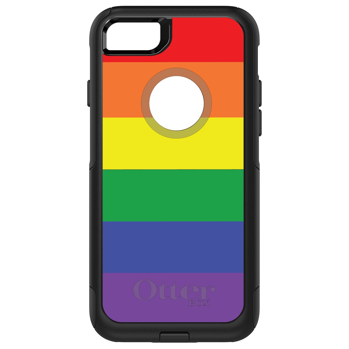 DistinctInk™ OtterBox Commuter Series Case for Apple iPhone or Samsung Galaxy - Rainbow Stripes Gay Pride