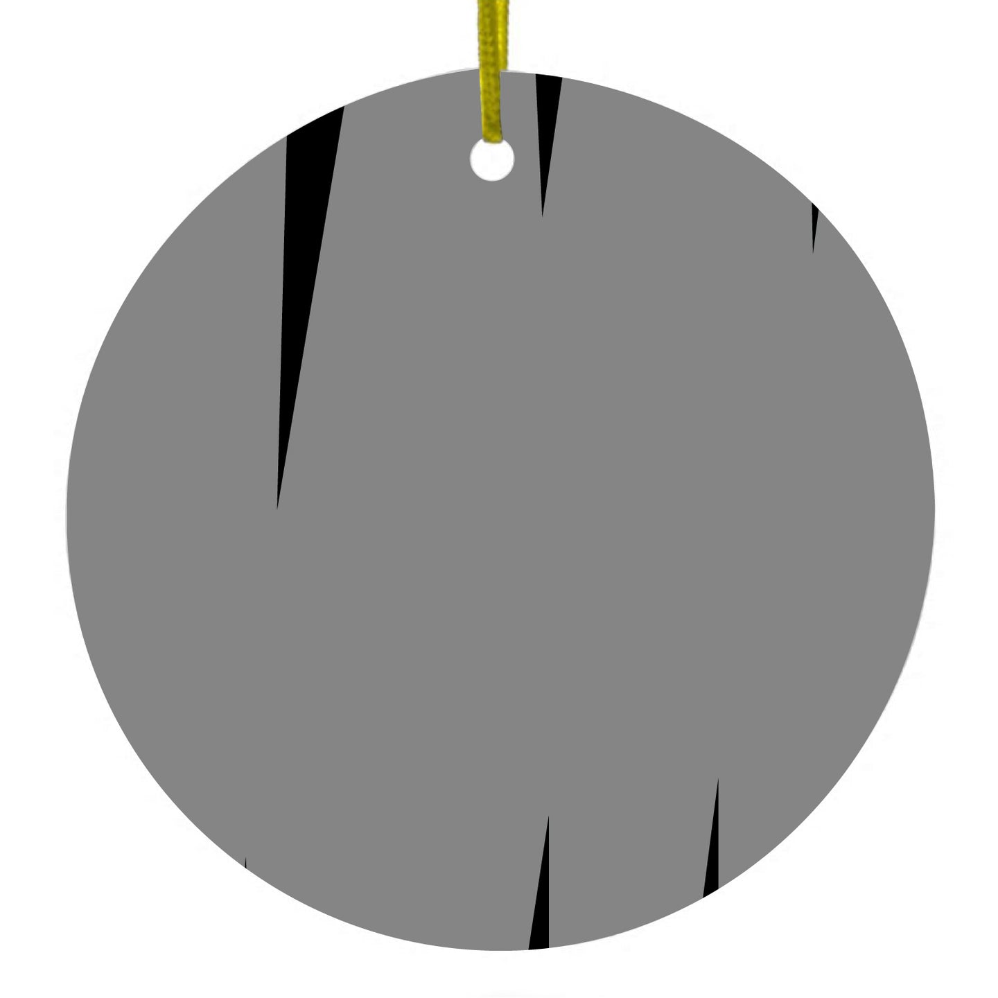 DistinctInk® Hanging Ceramic Christmas Tree Ornament with Gold String - Great Gift / Present - 2 3/4 inch Diameter - Grey Black Spikes