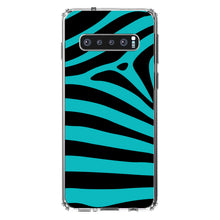 DistinctInk® Clear Shockproof Hybrid Case for Apple iPhone / Samsung Galaxy / Google Pixel - Teal Black Zebra Stripes