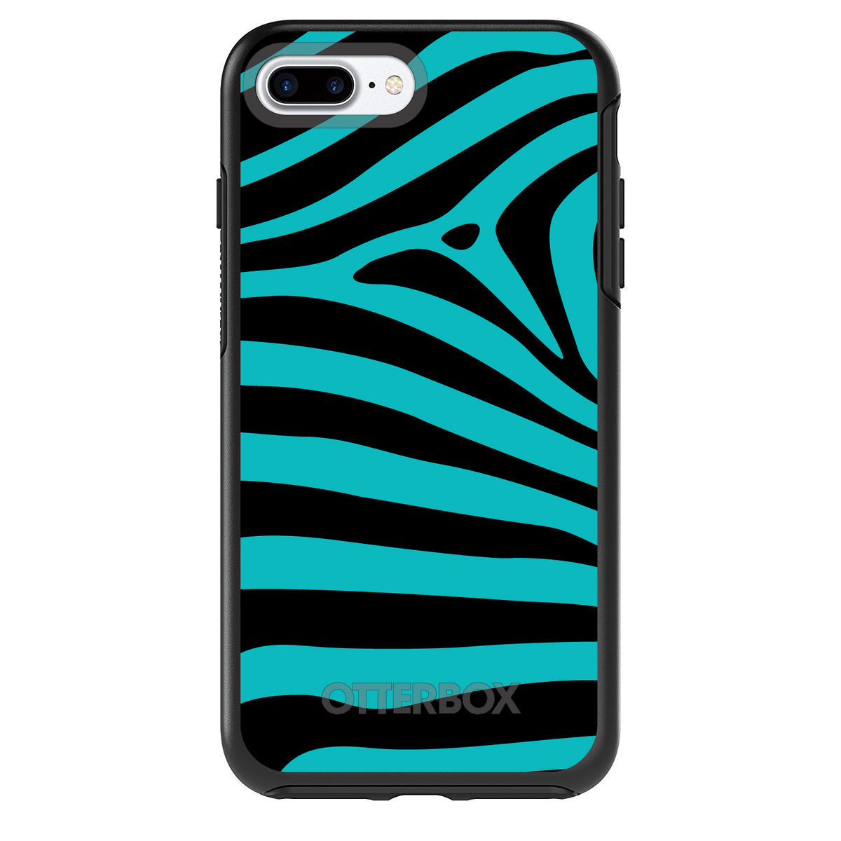 Teal Black Zebra Stripes OtterBox Symmetry Case for iPhone & Galaxy, view 2