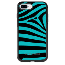 DistinctInk™ OtterBox Symmetry Series Case for Apple iPhone / Samsung Galaxy / Google Pixel - Teal Black Zebra Stripes