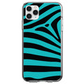Teal Black Zebra Stripes Clear Shockproof iPhone Case