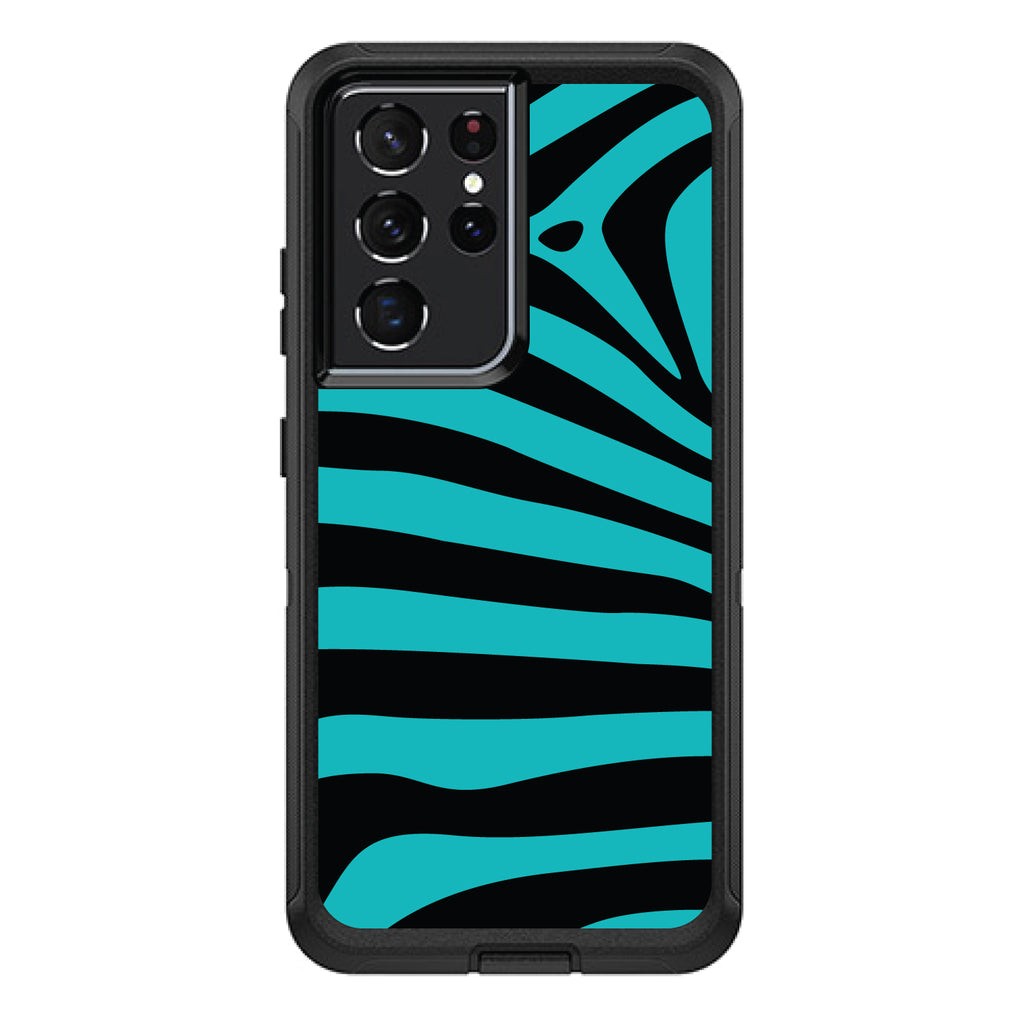 Teal Black Zebra Stripes OtterBox Defender Case for iPhone & Galaxy, view 7