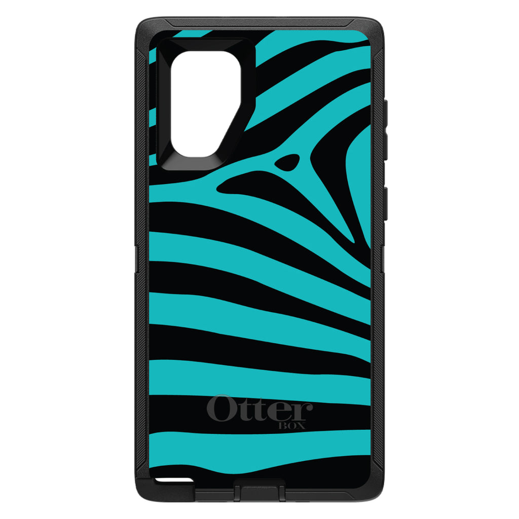 Teal Black Zebra Stripes OtterBox Defender Case for iPhone & Galaxy, view 14