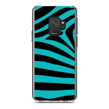 DistinctInk® Clear Shockproof Hybrid Case for Apple iPhone / Samsung Galaxy / Google Pixel - Teal Black Zebra Stripes