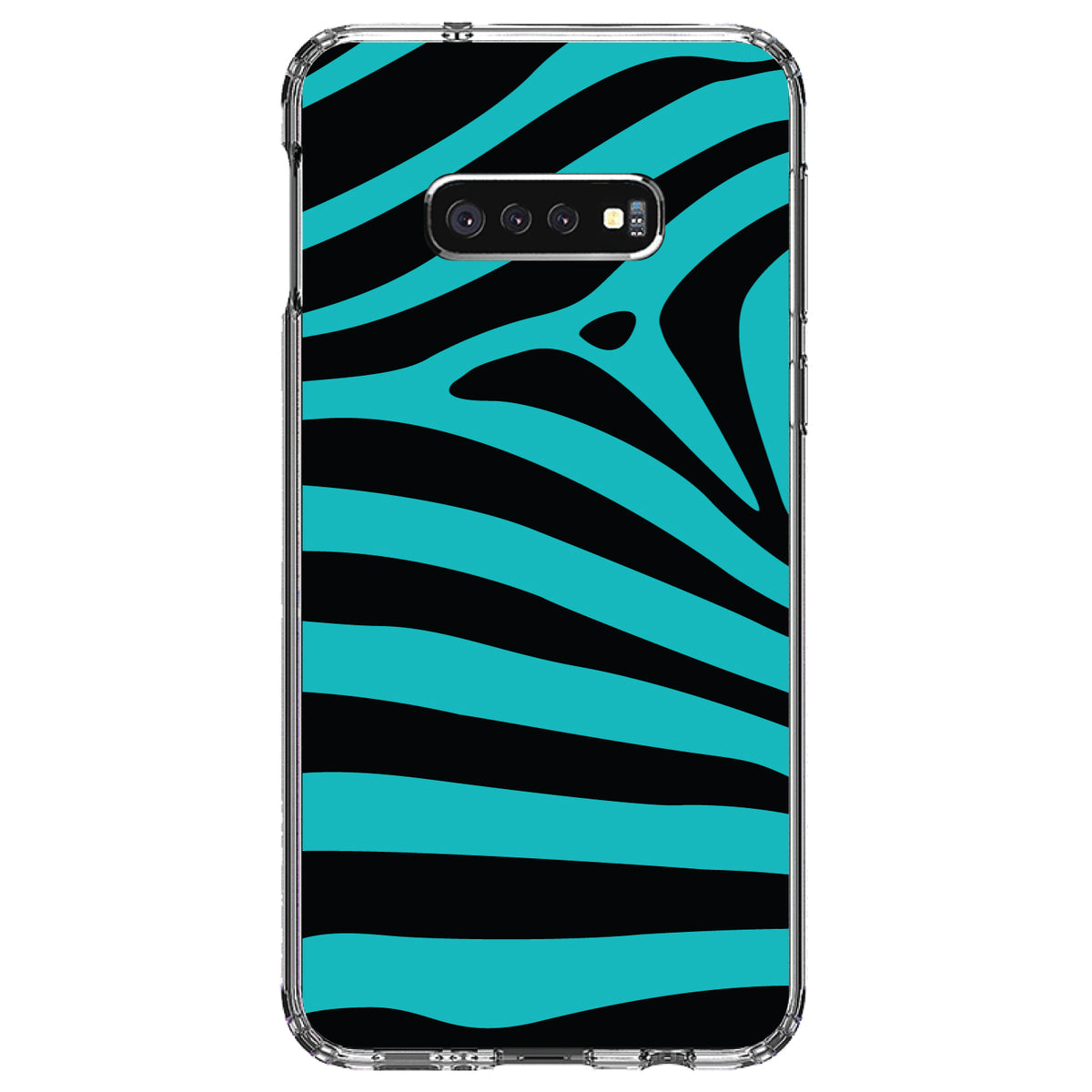 Teal Black Zebra Stripes Clear Shockproof iPhone Case, view 18