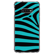 DistinctInk® Clear Shockproof Hybrid Case for Apple iPhone / Samsung Galaxy / Google Pixel - Teal Black Zebra Stripes