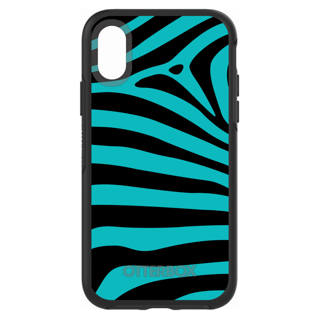Teal Black Zebra Stripes OtterBox Symmetry Case for iPhone & Galaxy, view 4