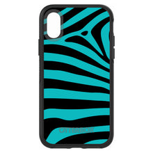 DistinctInk™ OtterBox Symmetry Series Case for Apple iPhone / Samsung Galaxy / Google Pixel - Teal Black Zebra Stripes