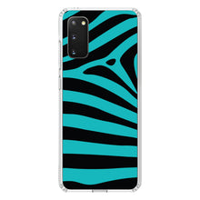 DistinctInk® Clear Shockproof Hybrid Case for Apple iPhone / Samsung Galaxy / Google Pixel - Teal Black Zebra Stripes