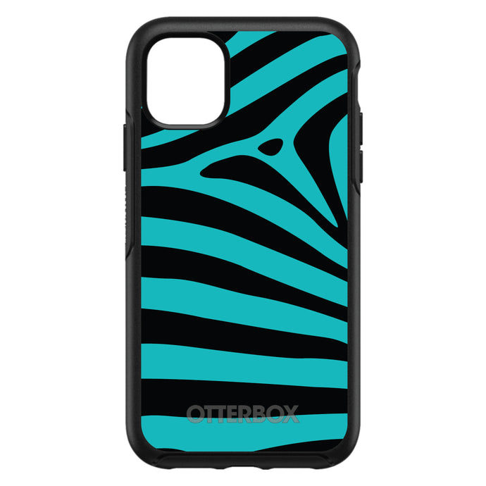 DistinctInk™ OtterBox Symmetry Series Case for Apple iPhone / Samsung Galaxy / Google Pixel - Teal Black Zebra Stripes