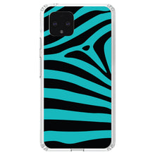 DistinctInk® Clear Shockproof Hybrid Case for Apple iPhone / Samsung Galaxy / Google Pixel - Teal Black Zebra Stripes
