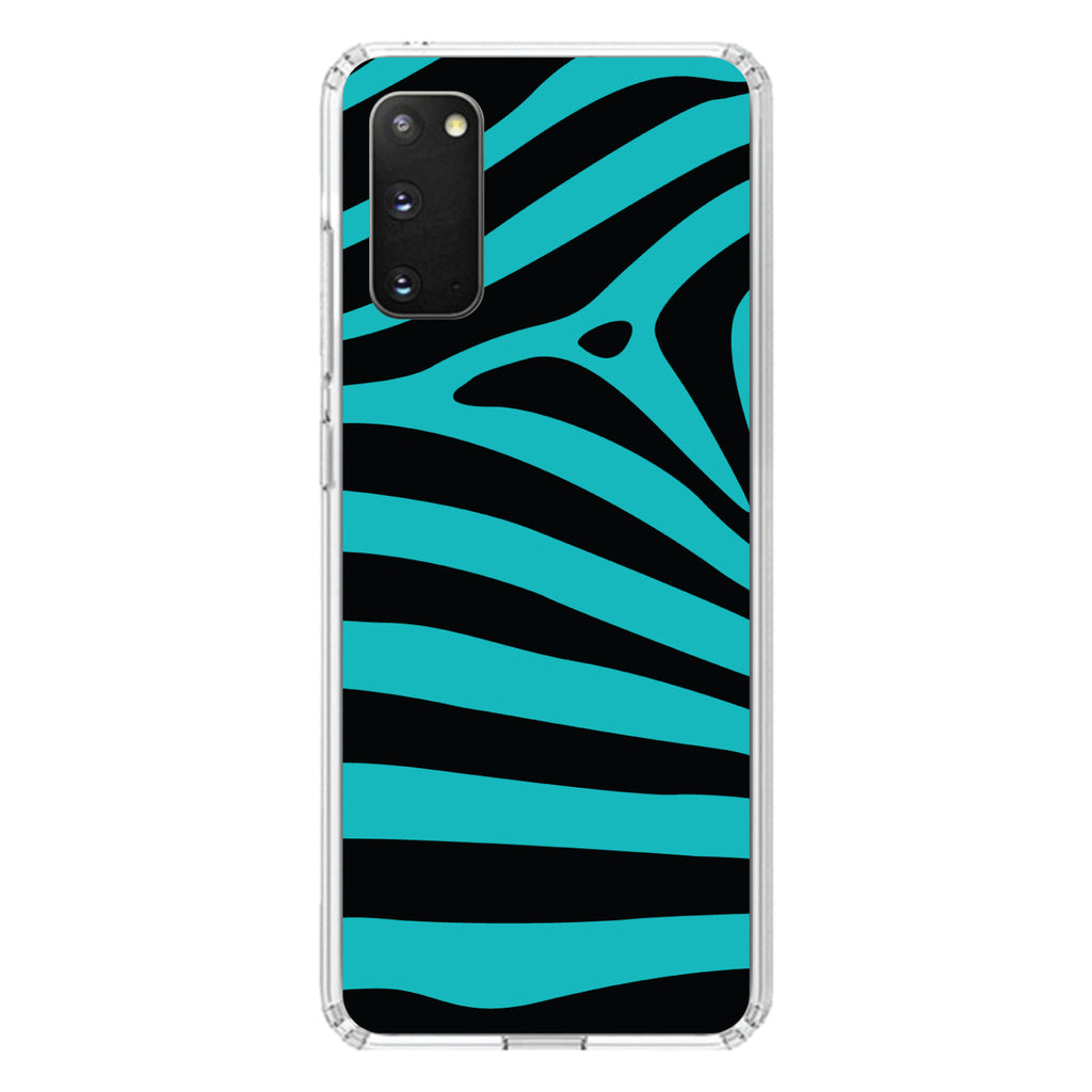 Teal Black Zebra Stripes Clear Shockproof iPhone Case, view 15