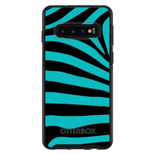DistinctInk™ OtterBox Symmetry Series Case for Apple iPhone / Samsung Galaxy / Google Pixel - Teal Black Zebra Stripes