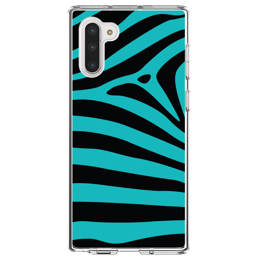 Teal Black Zebra Stripes Clear Shockproof iPhone Case, view 9