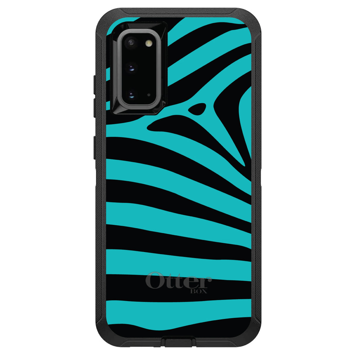 Teal Black Zebra Stripes OtterBox Defender Case for iPhone & Galaxy, view 8