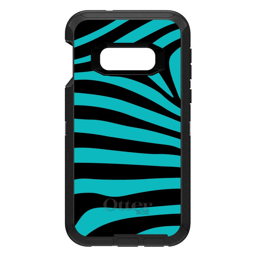 Teal Black Zebra Stripes OtterBox Defender Case for iPhone & Galaxy, view 10