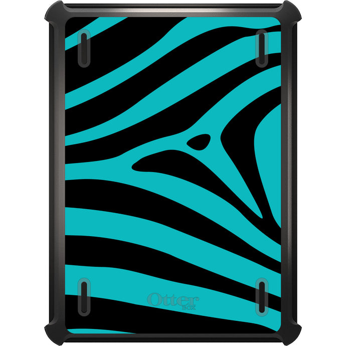 DistinctInk™ OtterBox Defender Series Case for Apple iPad / iPad Pro / iPad Air / iPad Mini - Teal Black Zebra Stripes