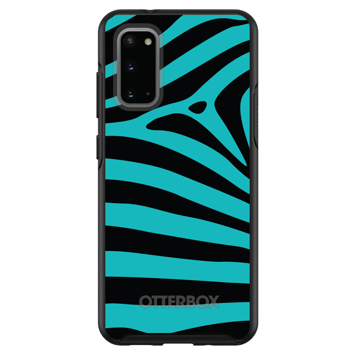 Teal Black Zebra Stripes OtterBox Symmetry Case for iPhone & Galaxy, view 5
