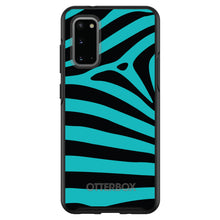 DistinctInk™ OtterBox Symmetry Series Case for Apple iPhone / Samsung Galaxy / Google Pixel - Teal Black Zebra Stripes