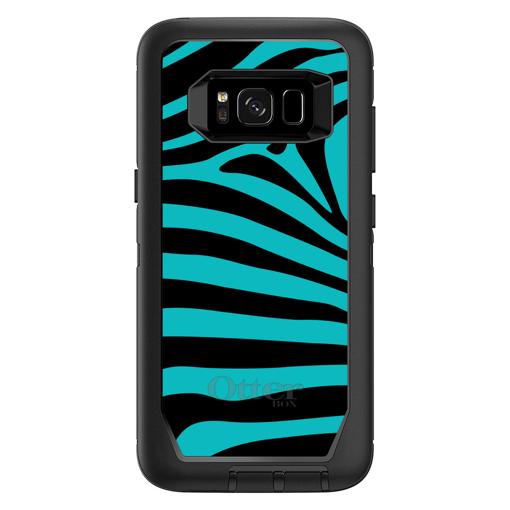 Teal Black Zebra Stripes OtterBox Defender Case for iPhone & Galaxy, view 12