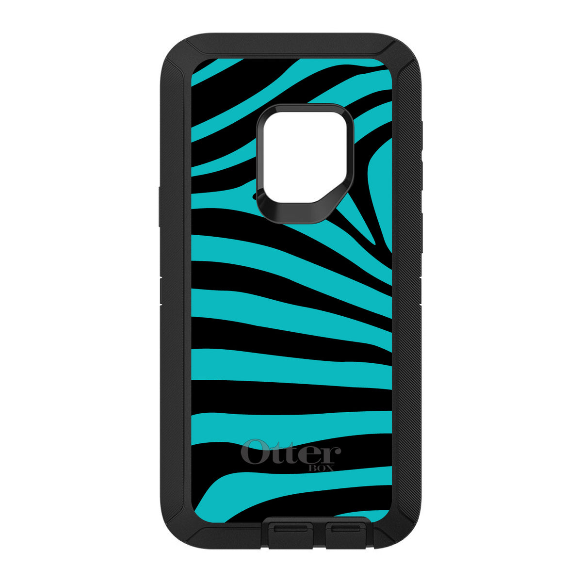 Teal Black Zebra Stripes OtterBox Defender Case for iPhone & Galaxy, view 11