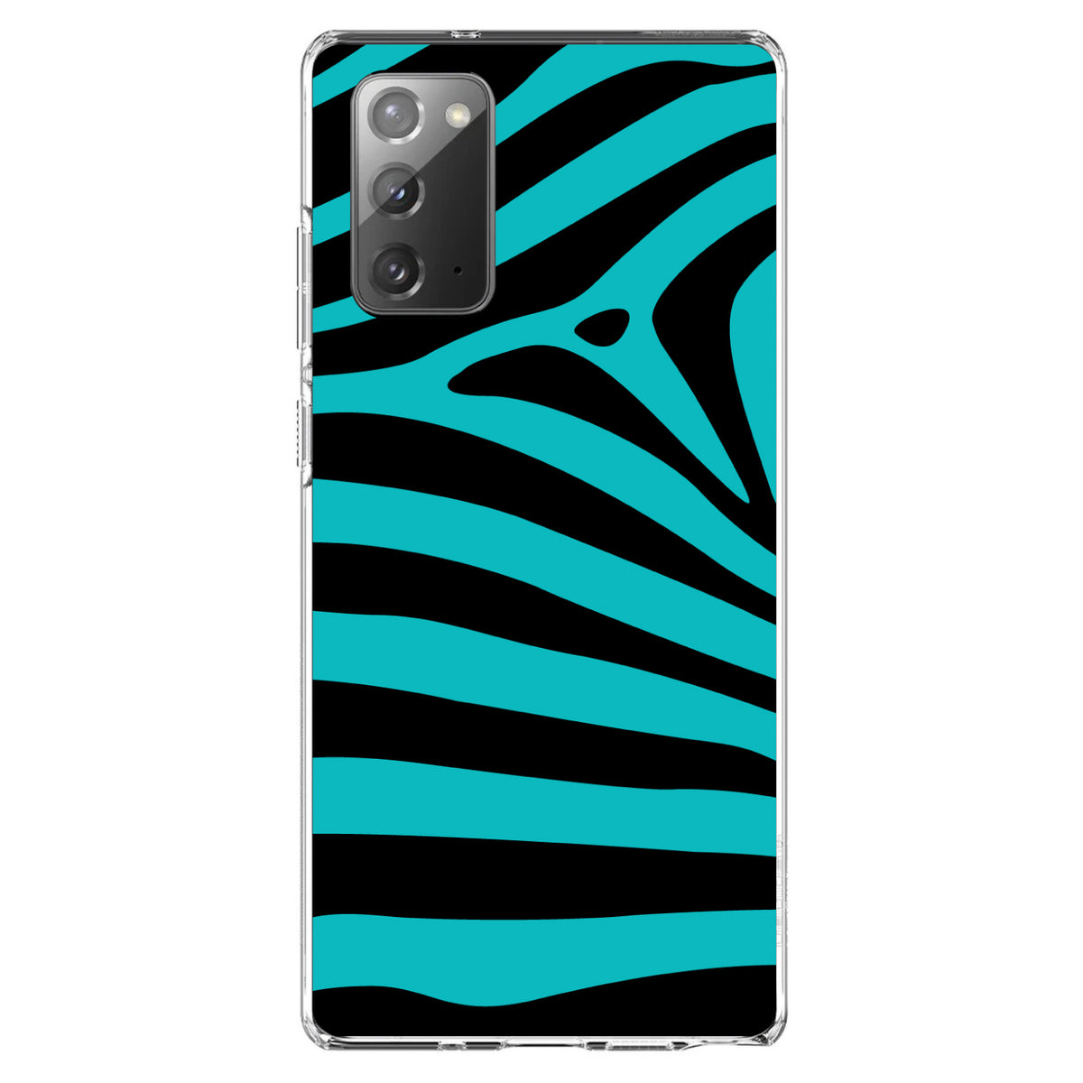 Teal Black Zebra Stripes Clear Shockproof iPhone Case, view 8