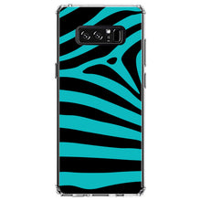 DistinctInk® Clear Shockproof Hybrid Case for Apple iPhone / Samsung Galaxy / Google Pixel - Teal Black Zebra Stripes