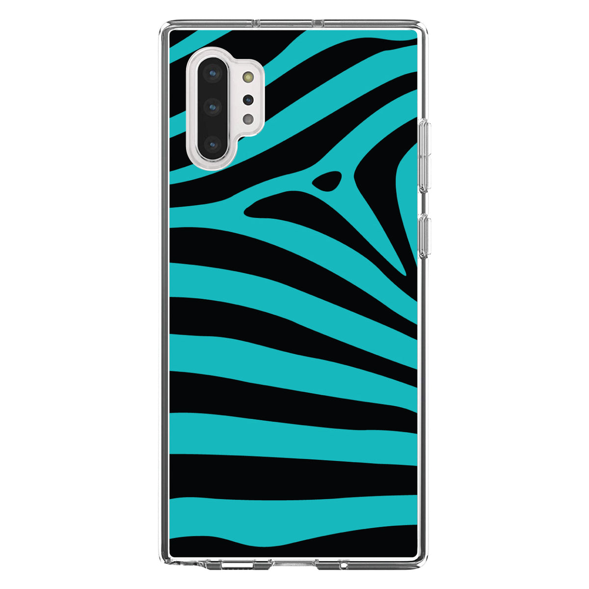 Teal Black Zebra Stripes Clear Shockproof iPhone Case, view 10