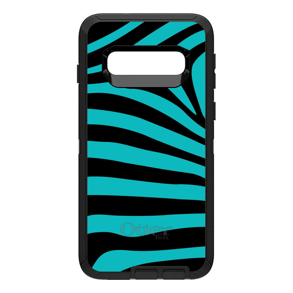 Teal Black Zebra Stripes OtterBox Defender Case for iPhone & Galaxy, view 9