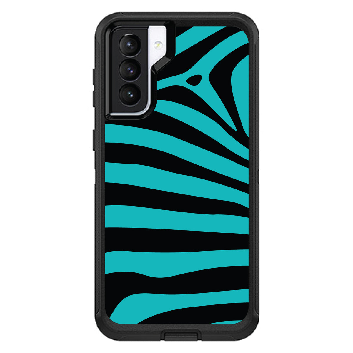 Teal Black Zebra Stripes OtterBox Defender Case for iPhone & Galaxy, view 5