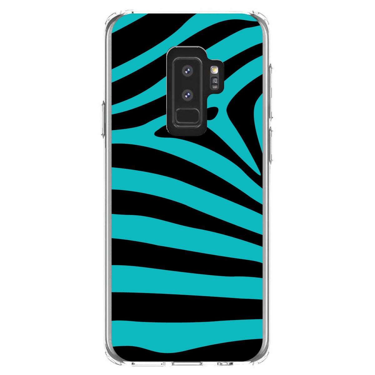 Teal Black Zebra Stripes Clear Shockproof iPhone Case, view 20