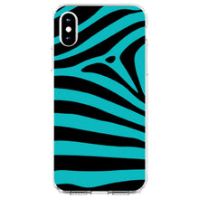 DistinctInk® Clear Shockproof Hybrid Case for Apple iPhone / Samsung Galaxy / Google Pixel - Teal Black Zebra Stripes