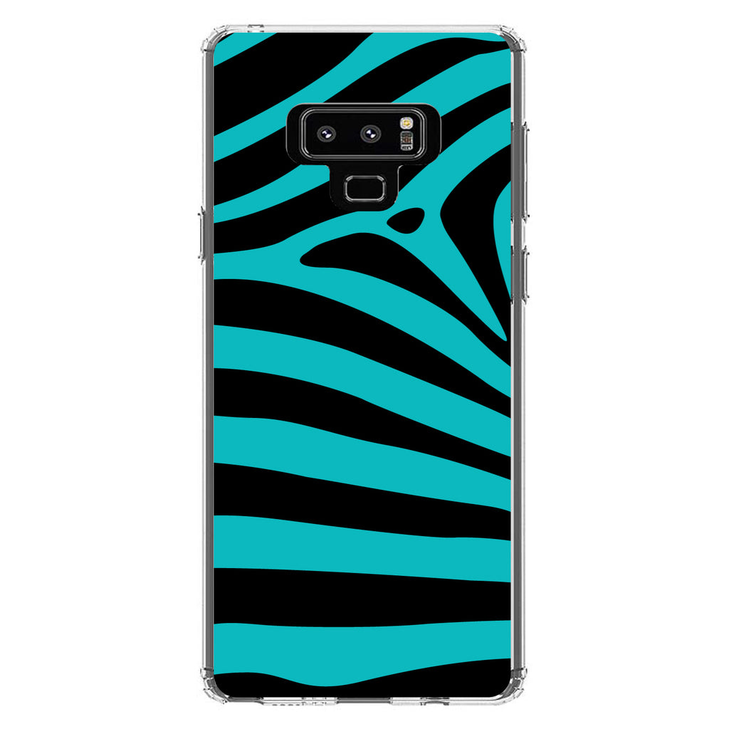 Teal Black Zebra Stripes Clear Shockproof iPhone Case, view 11