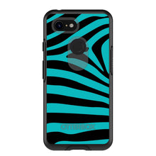DistinctInk™ OtterBox Symmetry Series Case for Apple iPhone / Samsung Galaxy / Google Pixel - Teal Black Zebra Stripes