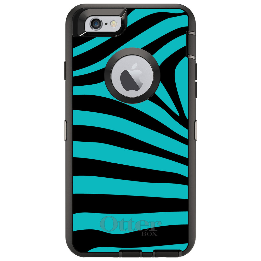 Teal Black Zebra Stripes OtterBox Defender Case for iPhone & Galaxy, view 4