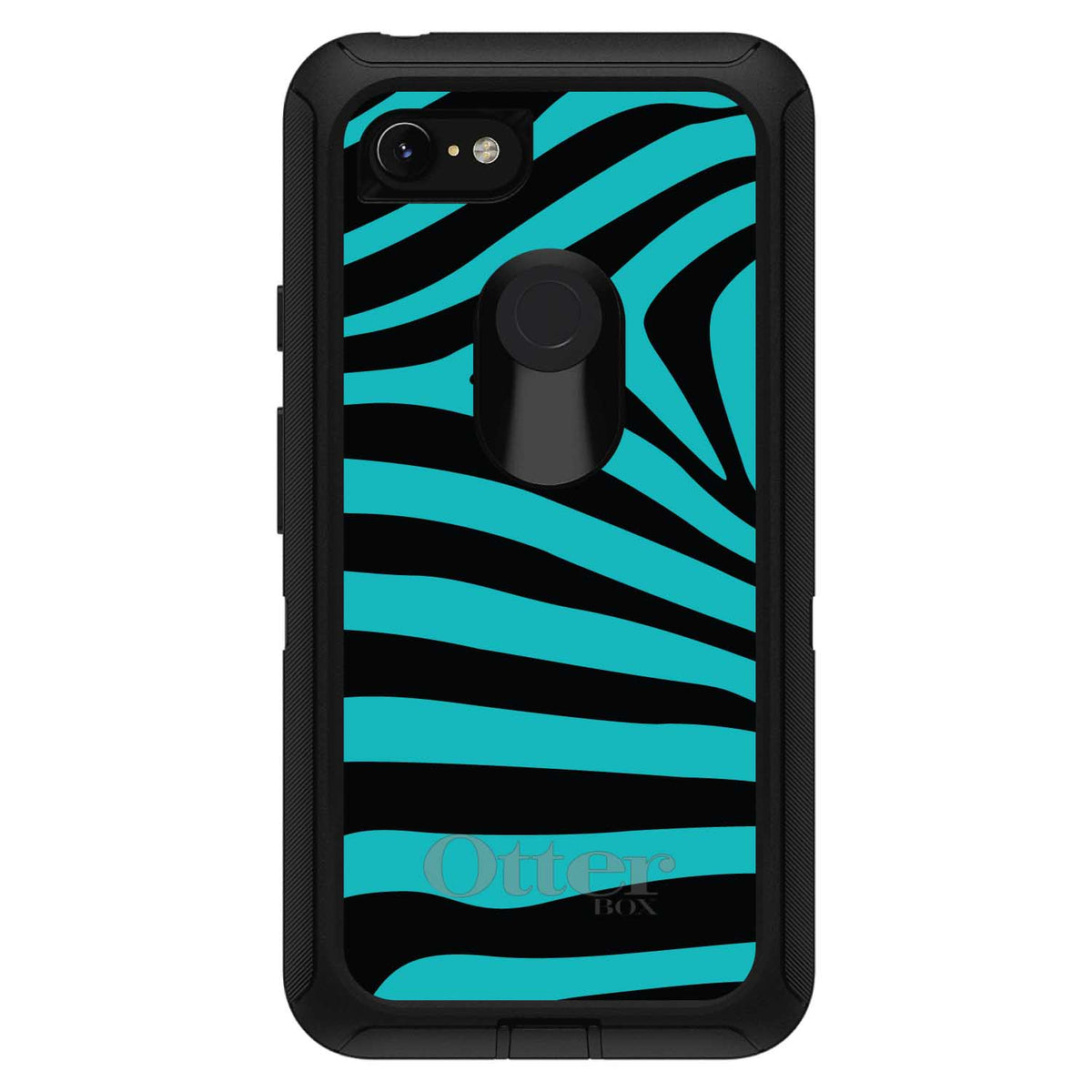 Teal Black Zebra Stripes OtterBox Defender Case for iPhone & Galaxy, view 18