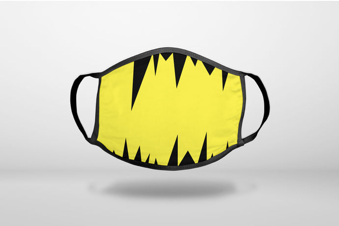 Yellow Black Spikes - 3-Ply Reusable Soft Face Mask Covering, Unisex, Cotton Inner Layer