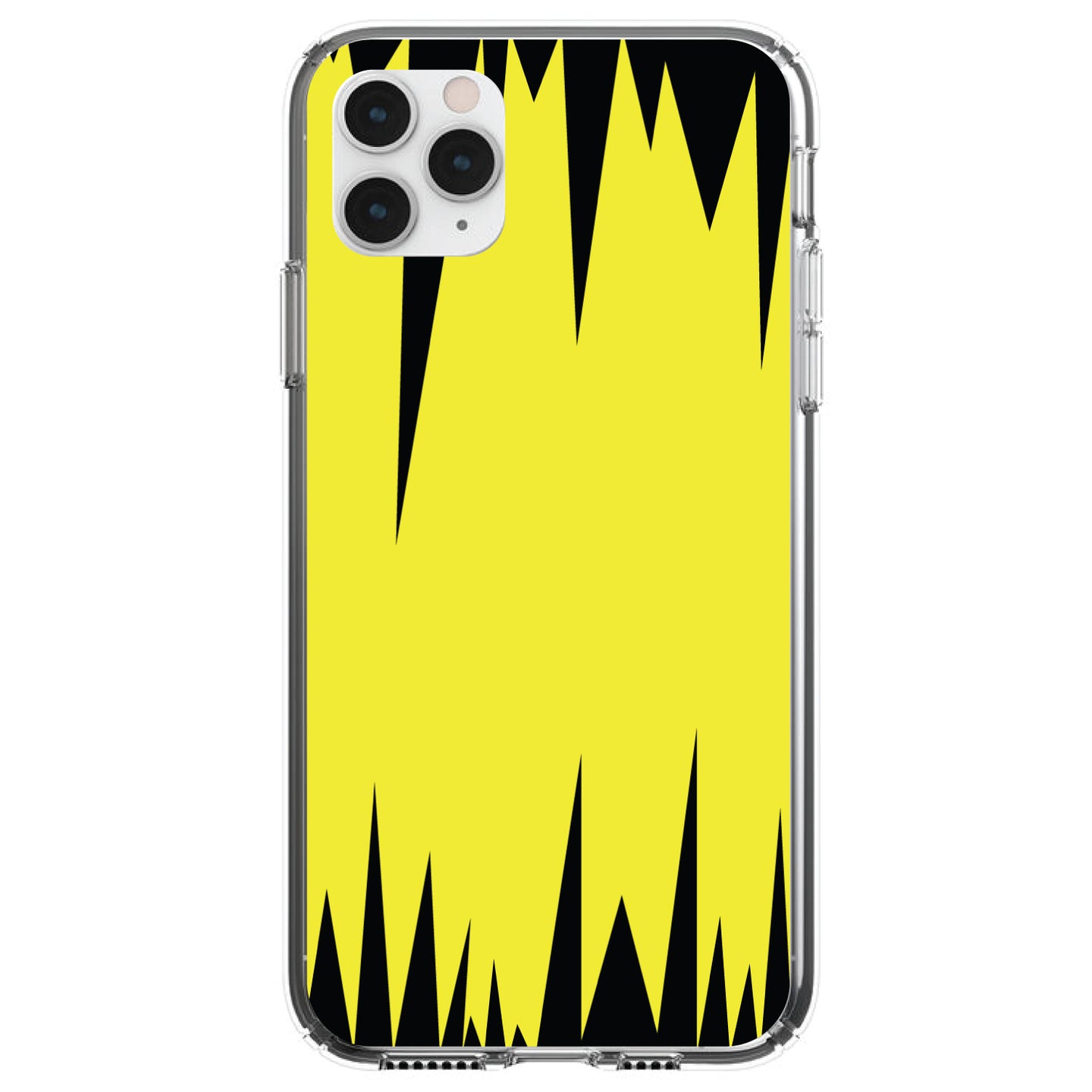 DistinctInk® Clear Shockproof Hybrid Case for Apple iPhone / Samsung Galaxy / Google Pixel - Yellow Black Spikes