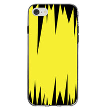 DistinctInk® Clear Shockproof Hybrid Case for Apple iPhone / Samsung Galaxy / Google Pixel - Yellow Black Spikes