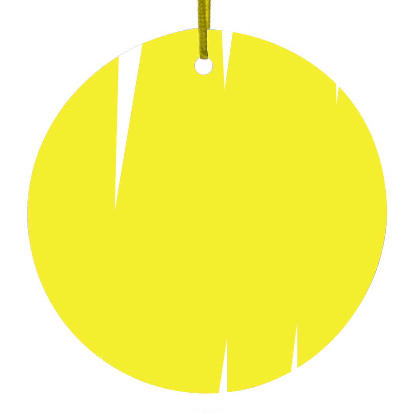DistinctInk® Hanging Ceramic Christmas Tree Ornament with Gold String - Great Gift / Present - 2 3/4 inch Diameter - Yellow White Spikes