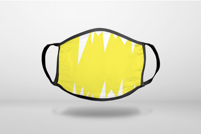Yellow White Spikes - 3-Ply Reusable Soft Face Mask Covering, Unisex, Cotton Inner Layer
