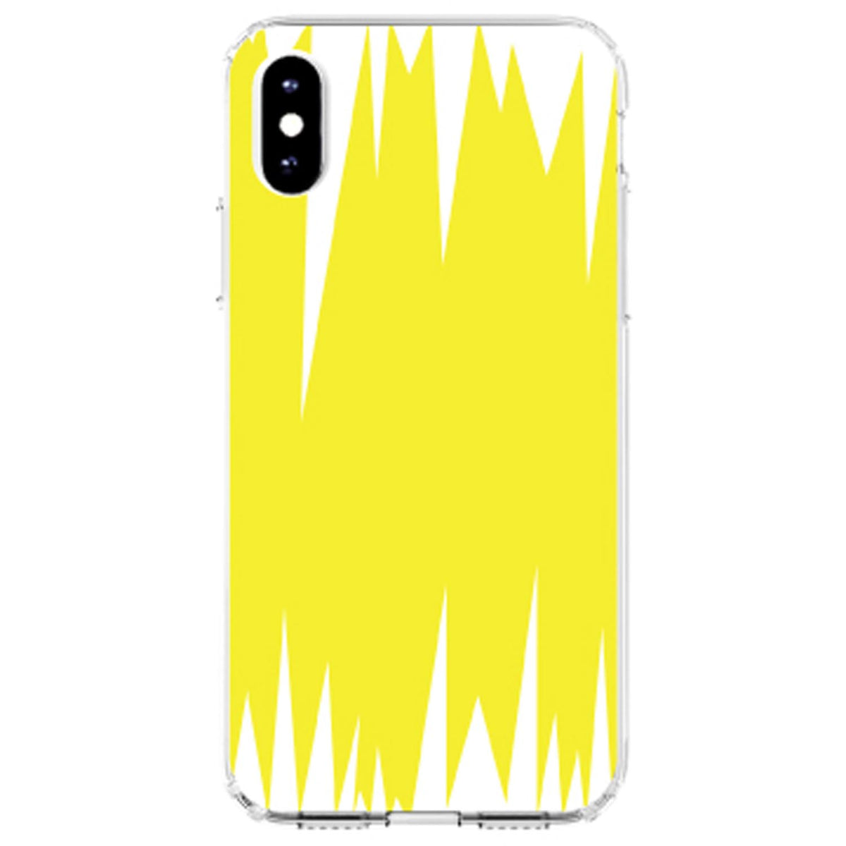 Yellow White Spikes Clear Shockproof iPhone Case, view 3