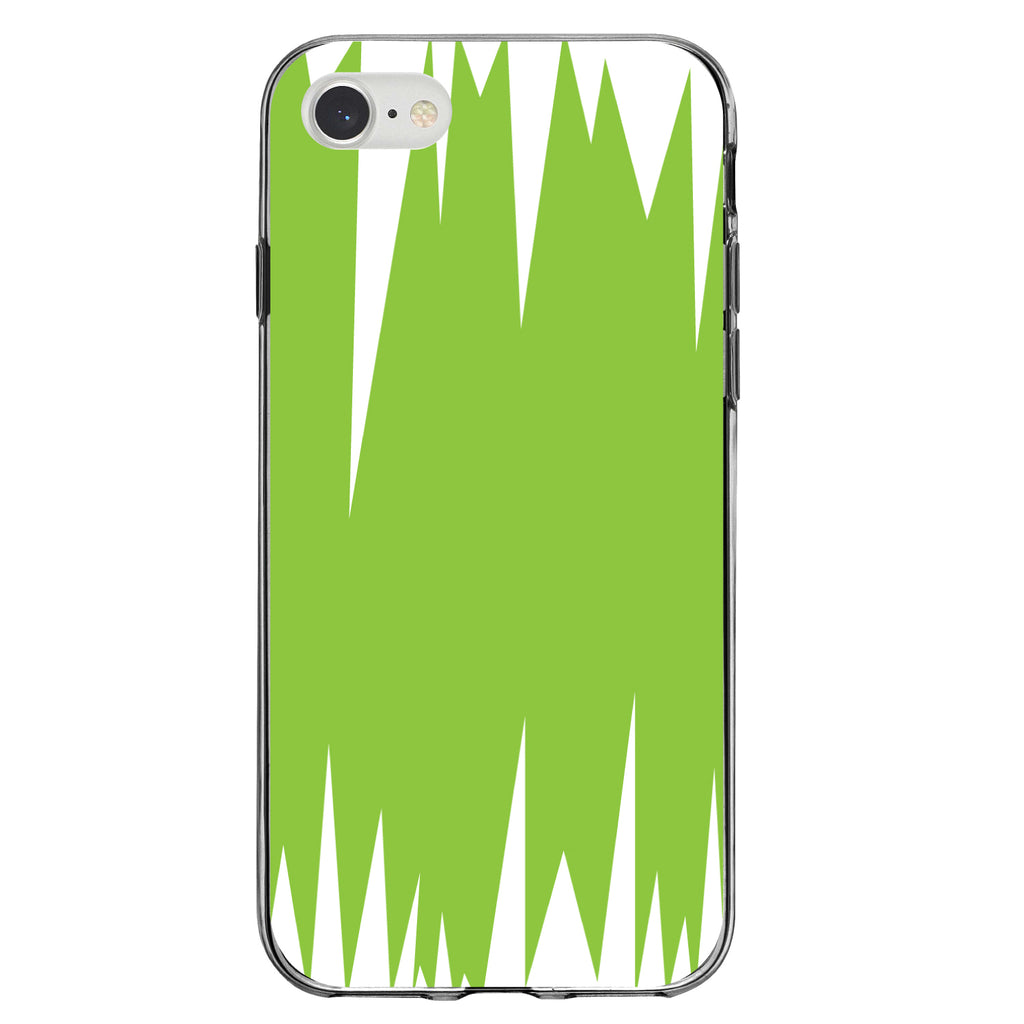 Lime Green White Spikes Clear Shockproof iPhone Case, view 5