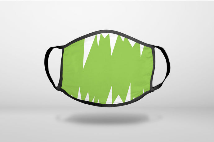 Lime Green White Spikes - 3-Ply Reusable Soft Face Mask Covering, Unisex, Cotton Inner Layer