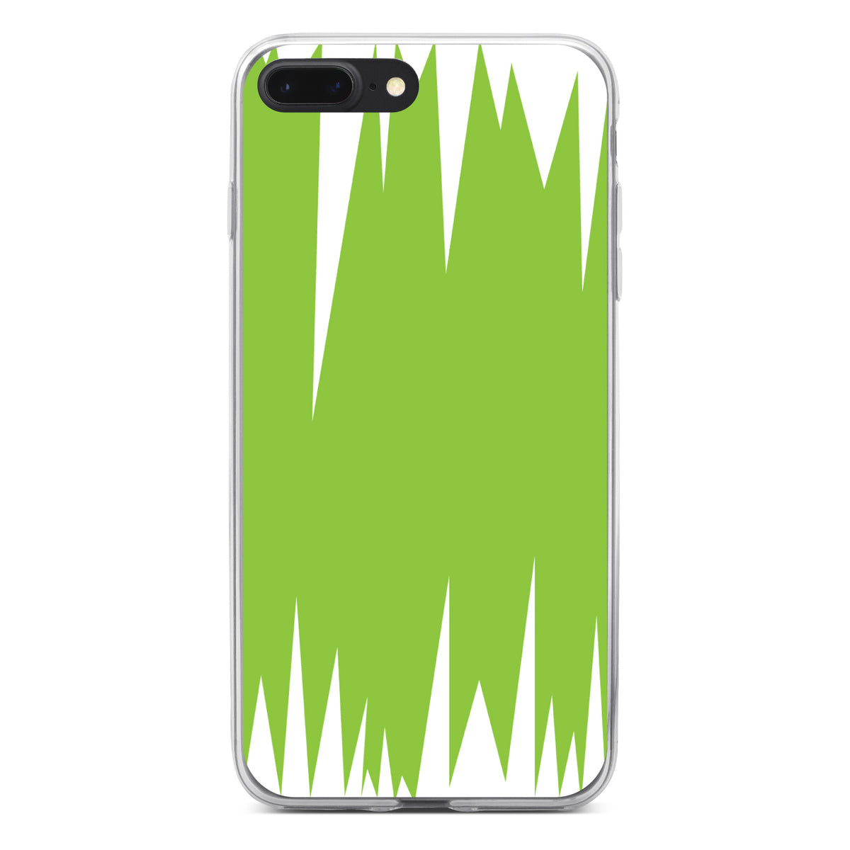 Lime Green White Spikes Clear Shockproof iPhone Case, view 6