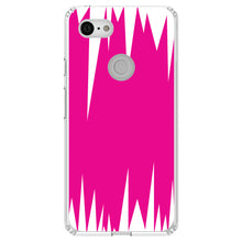 DistinctInk® Clear Shockproof Hybrid Case for Apple iPhone / Samsung Galaxy / Google Pixel - Neon Pink White Spikes