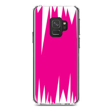 DistinctInk® Clear Shockproof Hybrid Case for Apple iPhone / Samsung Galaxy / Google Pixel - Neon Pink White Spikes